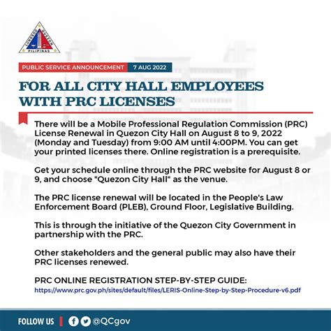 prc quezon city|FOR ALL CITY HALL EMPLOYEES WITH PRC LICENSES.